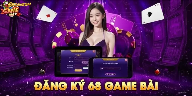 Giao diện đăng ký tài khoản 68gamebai với màu sắc bắt mắt